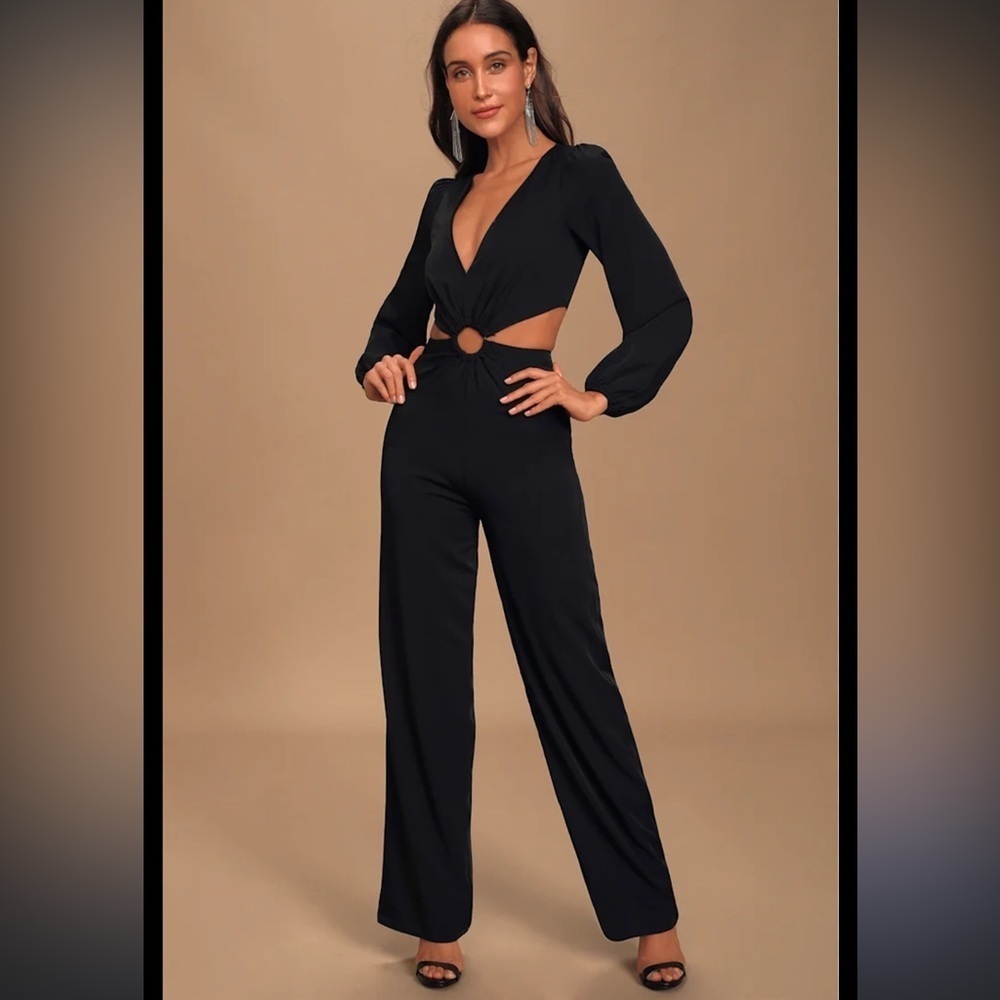 Monteau Black Cutout Ring Jumpsuit Size Small NWT